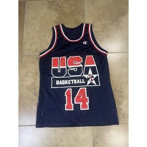Vintage 1994 Champion USA Alonzo Mourning Sz 36 Small Olympics Blue 90s Jersey